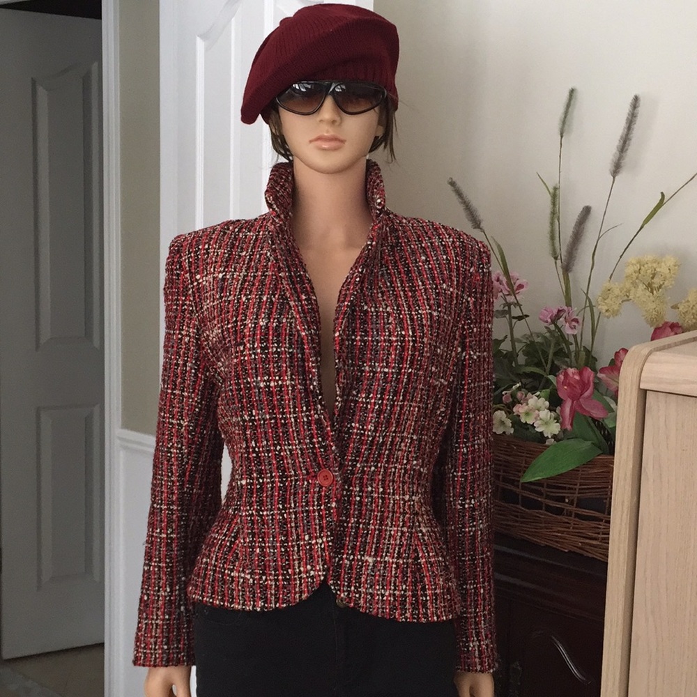 SOLD!!!  RODIER  red, black, white jacket vintage